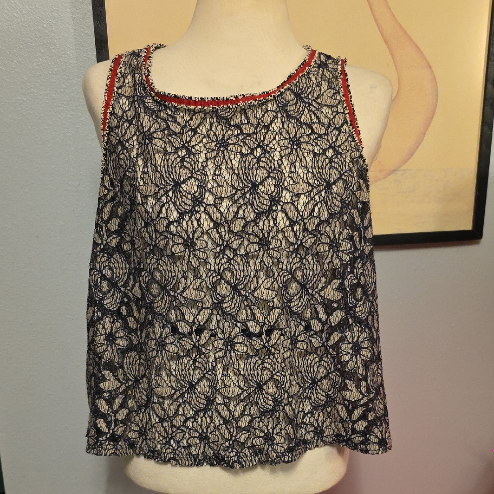 Weston Sheer Floral Lace Crop Top Size Small